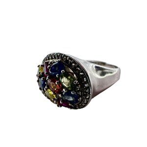 WOMEN'S MULTICOLOR SEMIPRECIOUS STONES SET IN STERLING SILVER RING SIZE 8